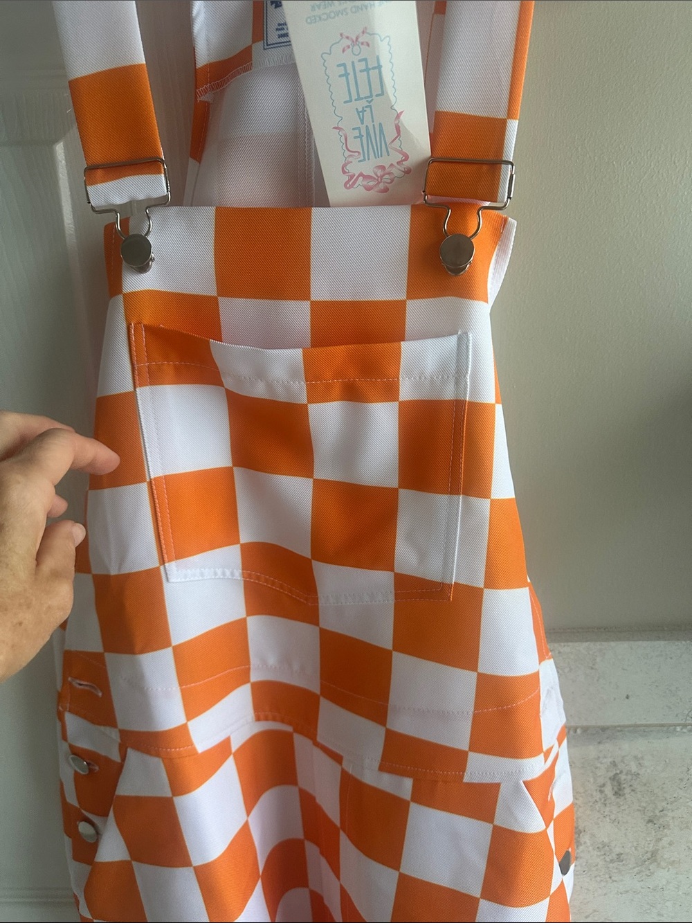 Tennessee Vol’s Orange & White Checkerboard Overalls Dress NWT size M - Picture 4 of 6